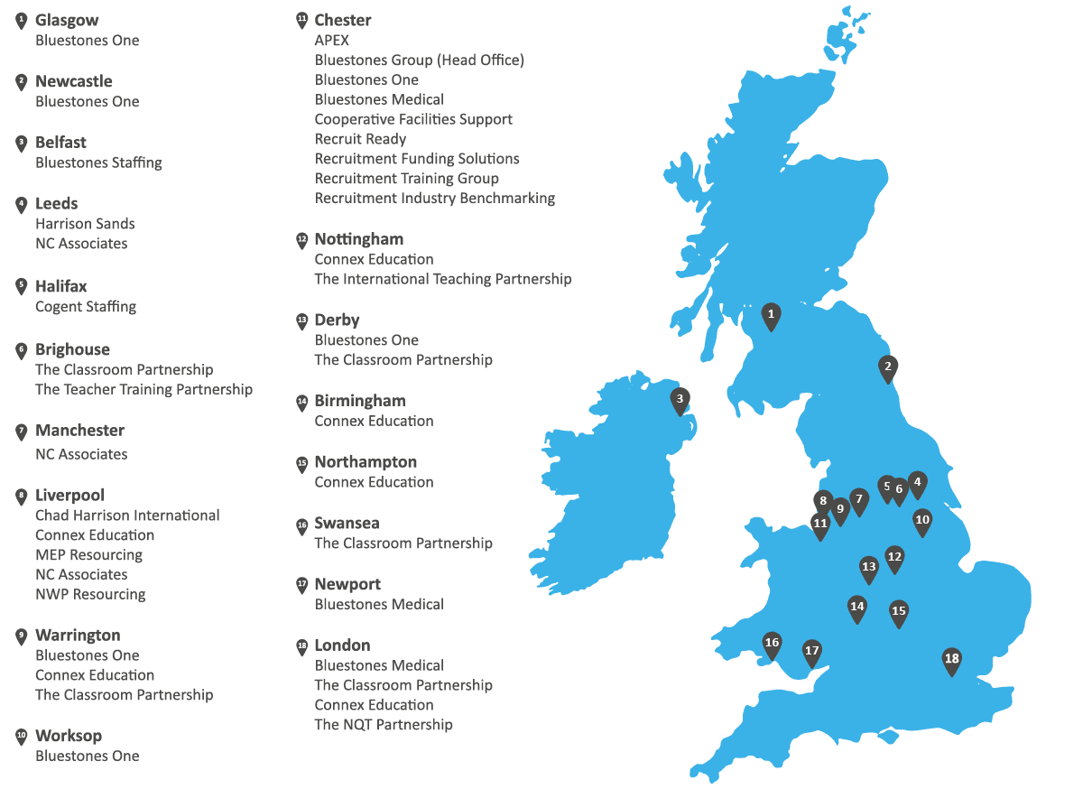 Bluestones Group map